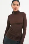 Marcella Skye Mock Neck Top In Brown