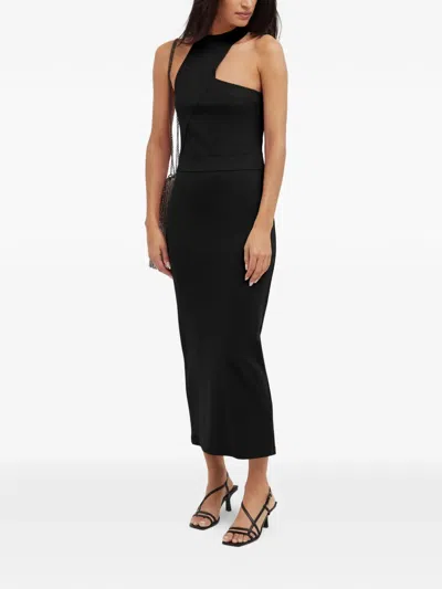 Marcella Sonata 镂空中长连衣裙 In Black