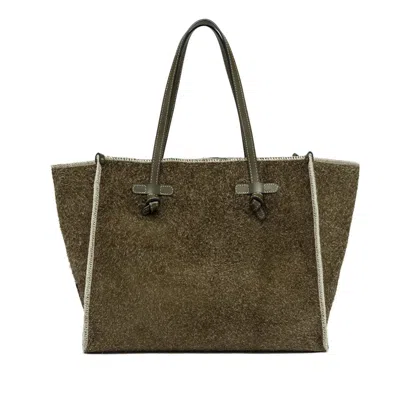 Marcella Spacious Suede Leather Shopper In Green