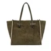 Marcella Spacious Suede Leather Shopper In Green