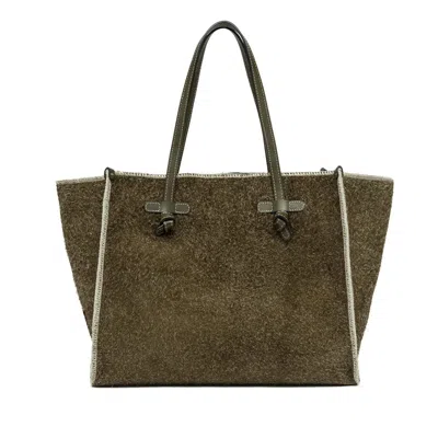 Marcella Spacious Suede Leather Shopper In Green