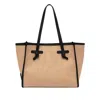Marcella Structured Canvas Handbag With Contrasting Leather Accents In Brown