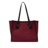 Marcella Structured Canvas Tote Bag With Leather Accents In Red