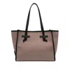 Marcella Structured Canvas Tote Bag With Leather Trims In Pink