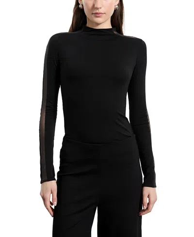 Marcella Suma Mock Neck Top In Black