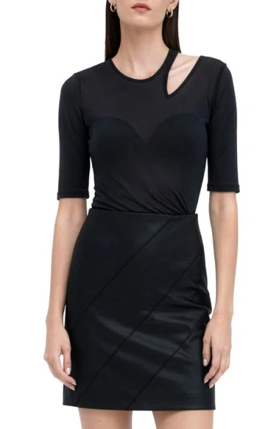Marcella Taia Asymmetric Cutout Top In Black