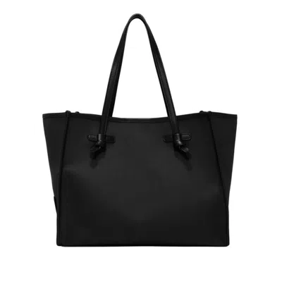 Marcella Two-tone Canvas Handbag With Leather Trims