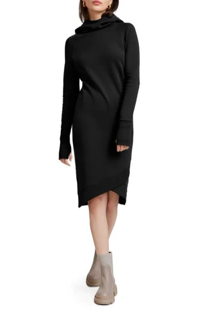 Marcella Walker Long Sleeve Hooded Sweatshirt Dress In Black