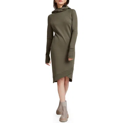 Marcella Walker Long Sleeve Hooded Sweatshirt Dress In Olive