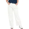 Marcella Whitlock High Waist Cuff Straight Leg Jeans In Off White
