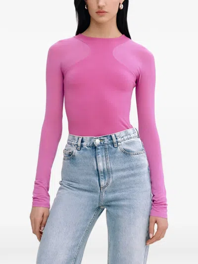 Marcella Yada 半透明拼接长袖上衣 In Pink