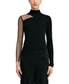 Marcella Ysabel Mesh Panel Jersey Top In Black