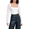 Marcella Yvonne Square Neck Jersey Top In Off White