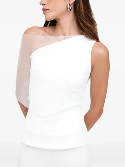 Marcella Zinnia 不对称网纱罩衫 In White