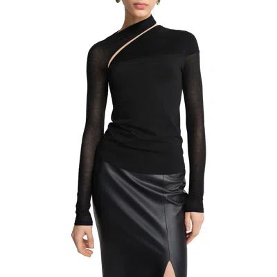 Marcella Zola Long Sleeve Cutout Top In Black