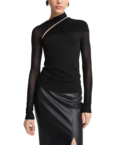 Marcella Zola Long Sleeve Top In Black