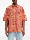 Marcelo Burlon County Of Milan Abstract-print Short-sleeve Shirt In Orange