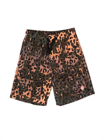 Marcelo Burlon County Of Milan Kids' All-over Animal-print Shorts In Brown