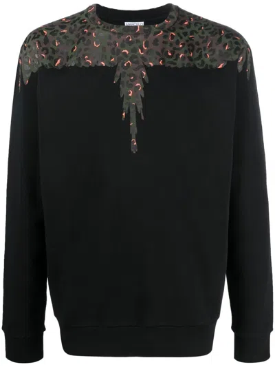 Marcelo Burlon County Of Milan Animalier Wings Printed Sweatshirt In Black Brown