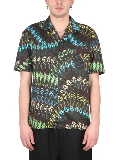 Marcelo Burlon County Of Milan Aop Feathers Hawaii Shirt In Brown