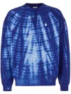 Marcelo Burlon County Of Milan Oversize Tie-dye Cotton Sweatshirt Embroidery In Blue