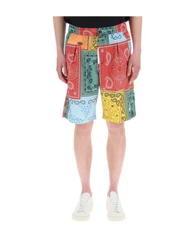 Marcelo Burlon County Of Milan Bandana Patchwork Shorts In Multicolor