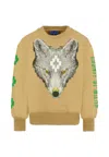 Marcelo Burlon County Of Milan Beige Sweatshirt For Boy With Logo In Multi