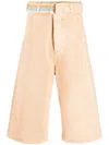Marcelo Burlon County Of Milan Short Camel Cotton Trousers In Orange
