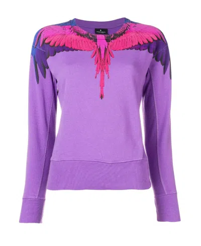 Marcelo Burlon County Of Milan Bird Feather Flying Wing Printed Pullover In Purple