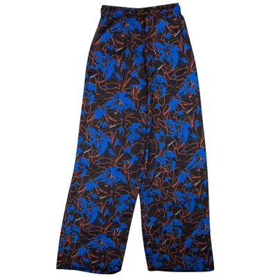 Marcelo Burlon County Of Milan Black And Blue Floral Wide Pants