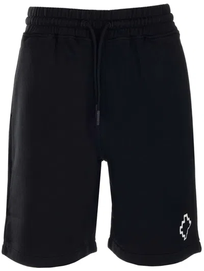 Marcelo Burlon County Of Milan Black Bermudas With White Cross Logo