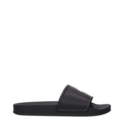 Marcelo Burlon County Of Milan Black Cotton Slippers Sandals