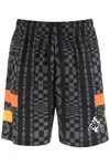 Marcelo Burlon County Of Milan Marcelo Burlon Aop Folk Kappa Soccer Shorts In Black Dark