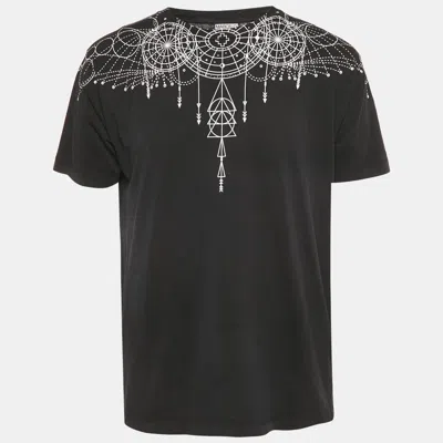Pre-owned Marcelo Burlon County Of Milan Black Printed Jersey Crewneck T-shirt L