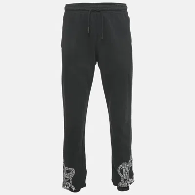 Pre-owned Marcelo Burlon County Of Milan Black Snake Wings Print Cotton Sweatpants S