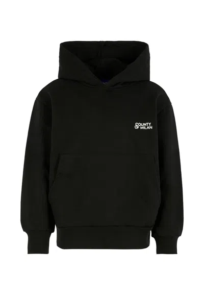 Marcelo Burlon County Of Milan Kids' Black Sweatshirt For Boy With White Logo