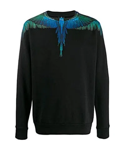Marcelo Burlon County Of Milan Black Wing Round Neck Printed Sweater