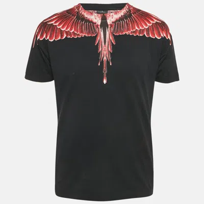 Pre-owned Marcelo Burlon County Of Milan Black Wings Print Cotton Crew Neck T-shirt Xs