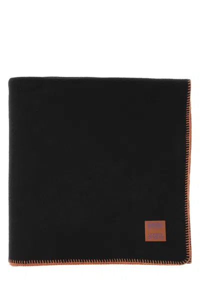 Marcelo Burlon County Of Milan Black Wool Rural Cross Blanket
