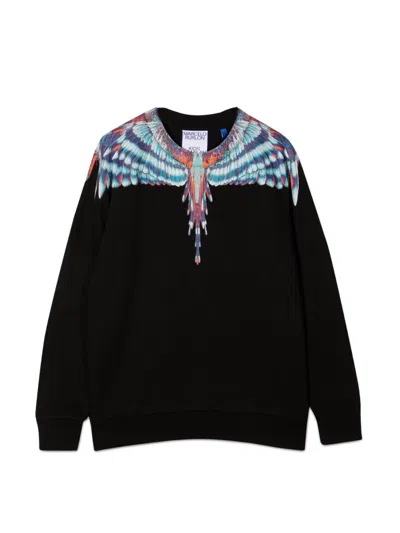 Marcelo Burlon County Of Milan Kids' Blue Birds Wings Crewneck In Black