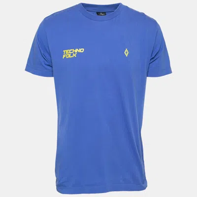 Pre-owned Marcelo Burlon County Of Milan Blue Cotton Printed Crew Neck T-shirt S