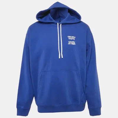 Pre-owned Marcelo Burlon County Of Milan Blue Printed Cotton Hoodie L
