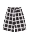 Marcelo Burlon County Of Milan Blurred Check Cotton-blend Shorts In Black