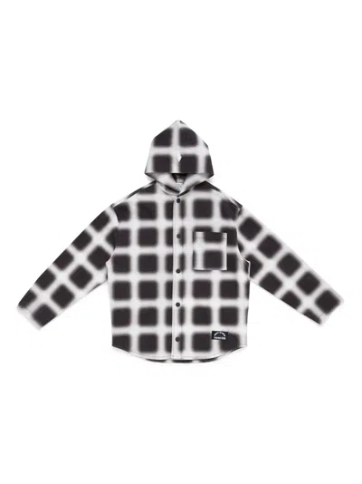 Marcelo Burlon County Of Milan Kids' Blurred Check Long-sleeve Hoodie In Black