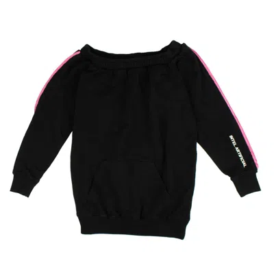 Marcelo Burlon County Of Milan Boat Collar Sweatshirt - Black/pink In Multi
