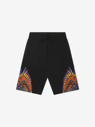 MARCELO BURLON COUNTY OF MILAN BOYS COTTON WINGS SWEAT SHORTS 8 YRS BLACK