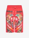 Marcelo Burlon County Of Milan Red Bermuda Shorts With Multicolr Print In Red
