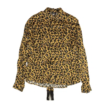 Marcelo Burlon County Of Milan Brown Leopard Print Button Down Shirt In Gold