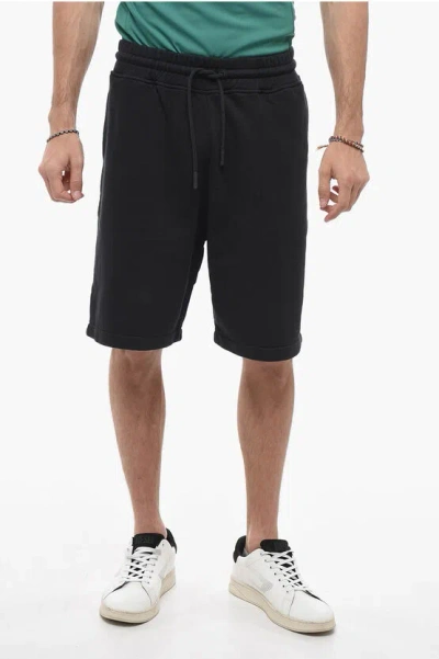 Marcelo Burlon County Of Milan Brushed Cotton Cross Basket Shorts With Embroidery In Black