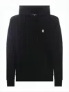 Marcelo Burlon County Of Milan Classic Pullover Black Hoodie With Adjustable Drawstring In Black